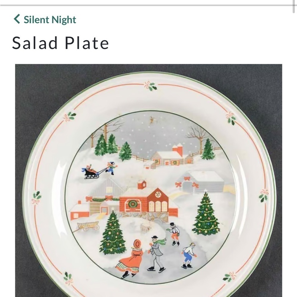 Silent Night by Sango SALAD PLATE 7 1/2" SET / 4 Discontinued 1986-1989 - Picture 2 of 4